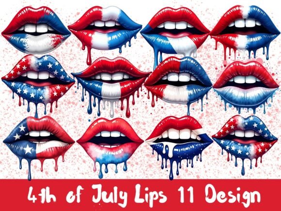 4th of July Lips PNG Design Bundle