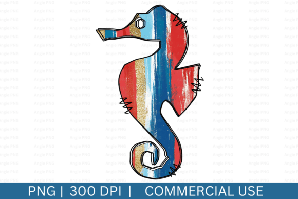 Brushstrokes Seahorse Clipart, Nautical