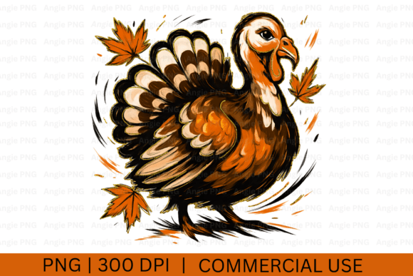 Preppy Glitter Thanksgiving Turkey PNG