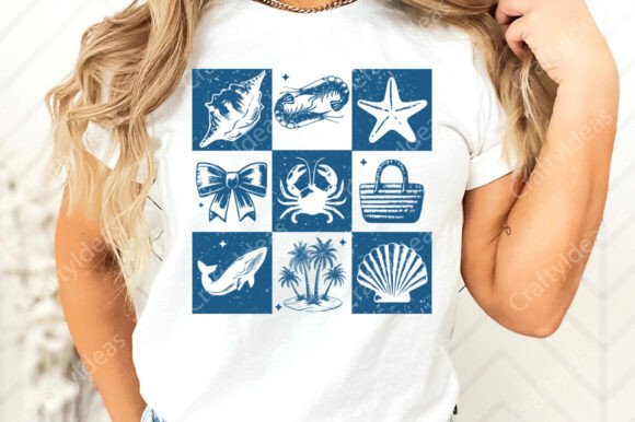 Retro Checkered Summer PNG, Beach Png
