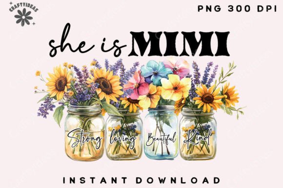 She is Mimi, Retro Flower Mama PNG