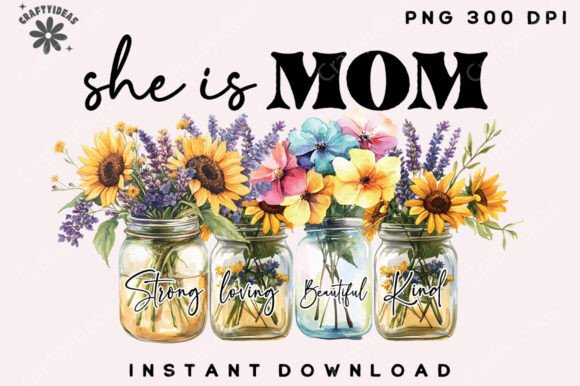 She is Mom Png, Retro Flower Mama PNG