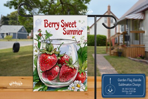 Strawberry Summer Spring Garden Flag Png
